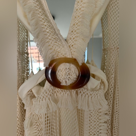 Patbo Fringe & Mesh Cutout Maxi Dress in Ivory - Picture 10 of 13